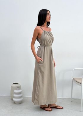 Фото Женское льняное платье макси с карманами Athena Корда