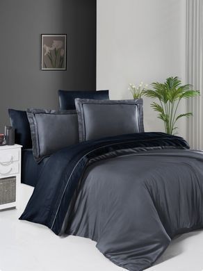 Фото Постільна білизна First Сhoice De Luxe 100% Бавовна Сатин Люкс Dark Grey/Navy Blue Синя m017870