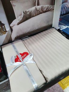 Фото Комплект постельного белья Sateen Stripe Cotton Box Beige Бежевий