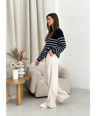 Фото Жіночий в'язаний джемпер Cotton Синій в смужку 027975 028034