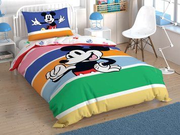 Фото Постільна білизна TAC Disney Mickey Mouse Rainbow Ranforce Ранфорс 100% Бавовна Міккі Маус p-60285226