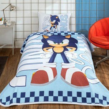 Фото Комплект постільної білизни з піке TAC Disney Sonic Speedy простирадло на резинці p-60325183