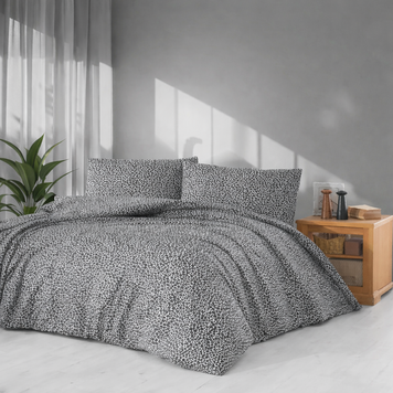 Фото Теплое байковое постельное белье Фланель Cotton Collection Flanel Black Leopard