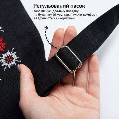 Фото Універсальний тефлоновий фартух великого розміру Чорний з вишивкою 8-35654*002