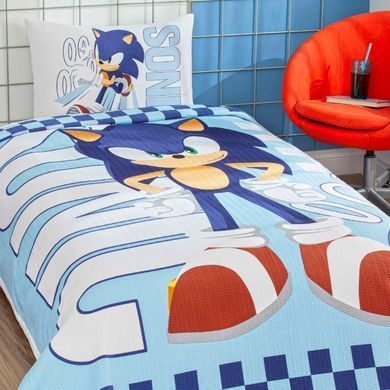 Фото Комплект постільної білизни з піке TAC Disney Sonic Speedy простирадло на резинці p-60325183