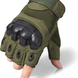 Фото №4 з 9 товару Тактичні рукавиці короткопалі із захистом кістячок UAD Zeus Олива Зевс відкриті без пальців байкерські