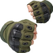 Фото №7 из 9 товара Тактические перчатки короткопалые с защитой костяшек UAD Zeus Олива открытые без пальцев байкерские