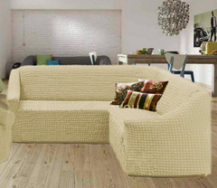Фото Чехол для углового дивана без юбки Turkey № 14 Кремовый