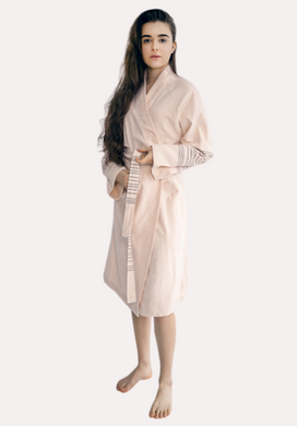 Фото Женский махровый бамбуковый халат-кимоно Irya Serin Pudra 100% Хлопок Розовый