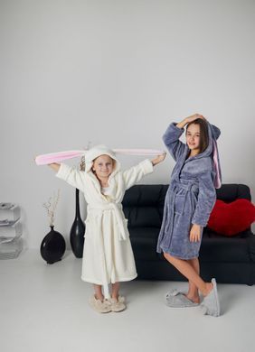 Фото Теплий халат з каптуром з вушками Welsoft Молочний 1030