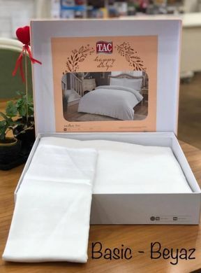 Фото Комплект постільної білизни TAC Сатин Basic Saten White p-60312691