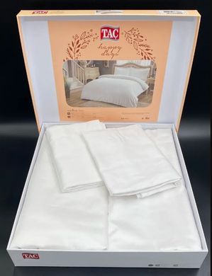 Фото Комплект постільної білизни TAC Сатин Basic Saten White p-60312691