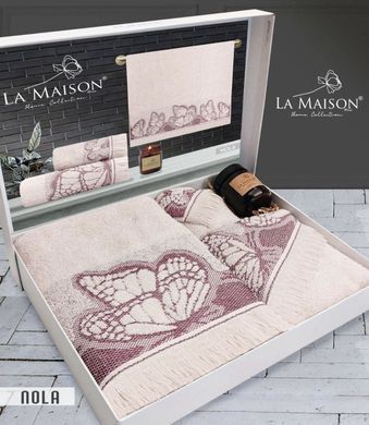Фото Набір з 3-х махрових рушників La Maison 100% Бавовна зі свічкою Nola