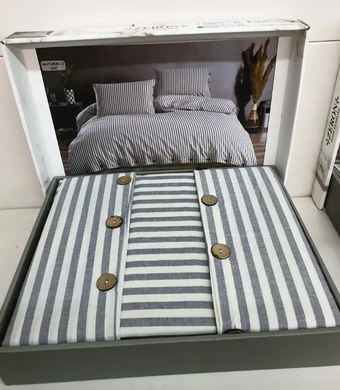 Фото Постельное белье из органического хлопка Organic Deluxe Gray Stripe