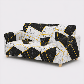 Фото Універсальний трикотажний чохол на тримісний диван Black White Marble 017 Love You 81169