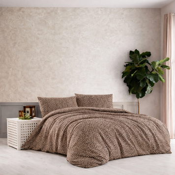 Фото Тепла байкова постільна білизна Фланель Cotton Collection Flanel Brown Leopard