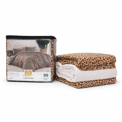 Фото Теплое байковое постельное белье Фланель Cotton Collection Flanel Brown Leopard