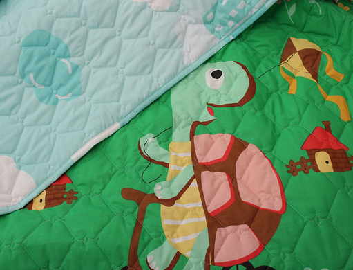 Фото Детское покрывало стеганное ТМ TAG Turtle Черепаха Зелёное