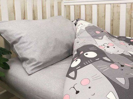 Фото Постільна білизна в ліжечко Руно Бязь Grey Cat простирадло на гумці