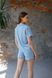 Фото №2 из 8 товара Женская штапельная пижама Шорты + Рубашка Голубая
