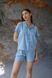 Фото №5 из 8 товара Женская штапельная пижама Шорты + Рубашка Голубая