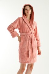 Фото Женский махрово-велюровый халат с капюшоном Nusa 8665 Розовый