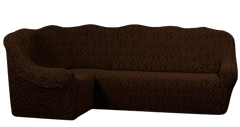 Фото Жаккардовый чехол для углового дивана без юбки Turkey Темный Шоколад