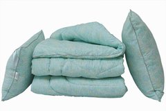 Фото Пуховое одеяло + 2 подушки 70х70 Tag Лебяжий Пух Listok Blue