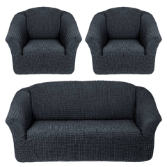 Фото Чохол для 2-х-3-х містного дивана + 2 крісла без спідниці Turkey № 16 Графіт