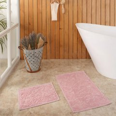Фото Набір килимків у ванну Karaca Home Kelly Flower Pudra Рожевий