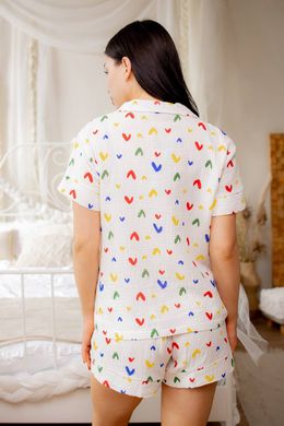 Фото Женская муслиновая пижама Шорты и Рубашка Разноцветные Сердечки