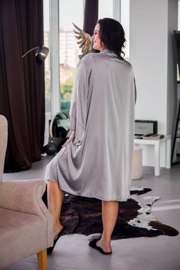 Фото Жіночий Шовковий набір халат з широким рукавом та сорочка Сірий 120