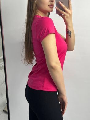 Фото Подовжена базова жіноча футболка 100% Бавовна Малинова 126/23 малина