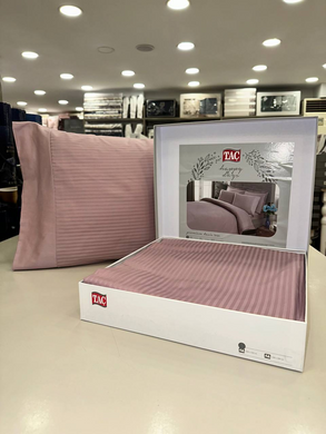 Фото Постільна білизна Сатин Страйп 100% Бавовна TAC Premium Basic Stripe Lila Лілова p-60117194