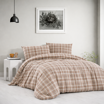 Фото Тепла байкова постільна білизна Фланель Cotton Collection Flanel Coffee Check