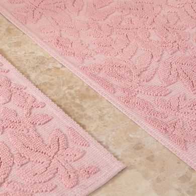 Фото Набір килимків у ванну Karaca Home Kelly Flower Pudra Рожевий