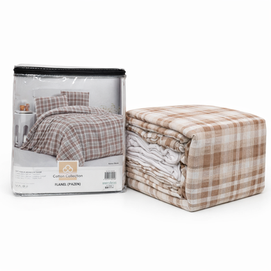 Фото Тепла байкова постільна білизна Фланель Cotton Collection Flanel Coffee Check