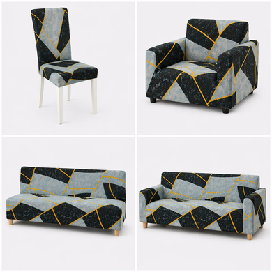 Фото Універсальний трикотажний чохол на диван без підлокітників Abstract Marble Сірий