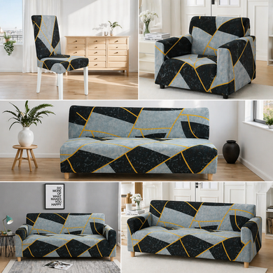 Фото Універсальний трикотажний чохол на диван без підлокітників Abstract Marble Сірий