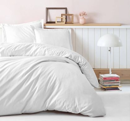 Фото Комплект постельного белья Sateen Stripe Cotton Box White Белый