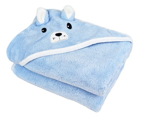 Фото Детское плюшевое полотенце с углом Home Brand Голубой