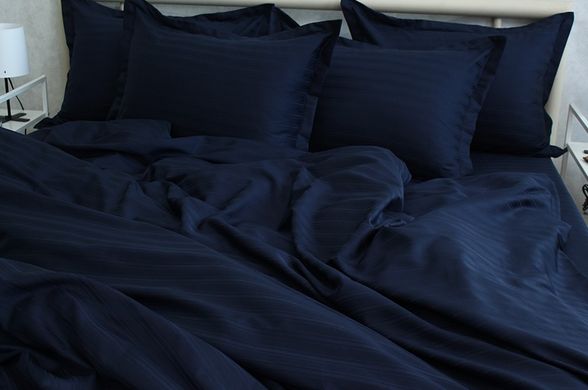 Фото Комплект постельного белья ТМ Tag Multistripe 100% Хлопок Тёмно Синий MST-06