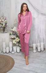 Фото Жіночий домашній костюм Шовк Штани + Сорочка Рожевий Фріз 109