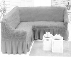 Фото Чохол для кутового дивана зі спідницею-воланом Turkey № 7 Сірий