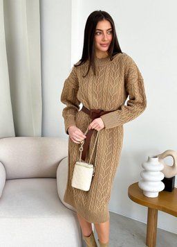 Фото Вязаное платье Оверсайз Оливия Карамель Oversize