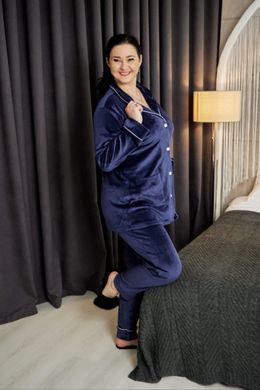 Фото Жіночий домашній костюм Штани + Халат Синій 912
