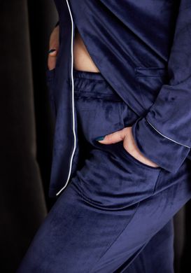 Фото Жіночий домашній костюм Штани + Халат Синій 912
