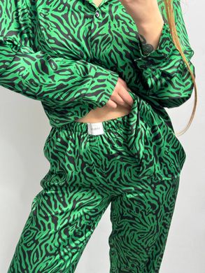 Фото Жіночий костюм Шовк Армані Штани + Сорочка Зебра Зелена 173/24 зебра