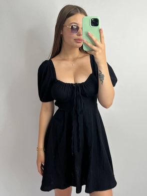 Фото Романтическое черное платье-корсет из муслина