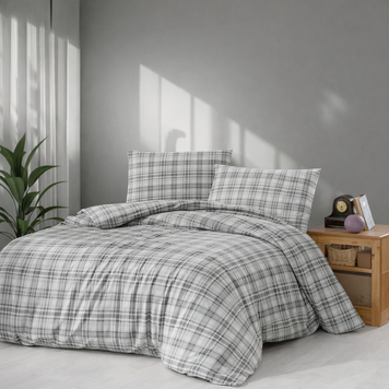 Фото Тепла байкова постільна білизна Фланель Cotton Collection Flanel Grey Check